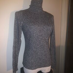 Liz Claiborne Charcoal Ribbed turtleneck Sweater M 100% cotton